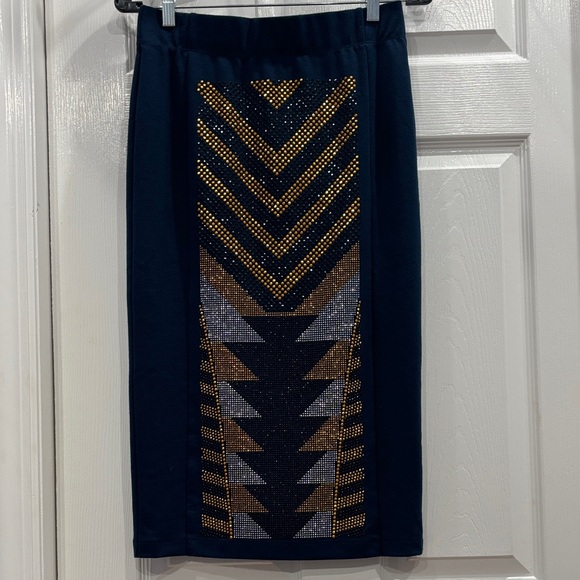 Anthony Original Dresses & Skirts - ANTTHONY ORIGINAL Chic Navy, Silver and Gold Women's Pencil Skirt